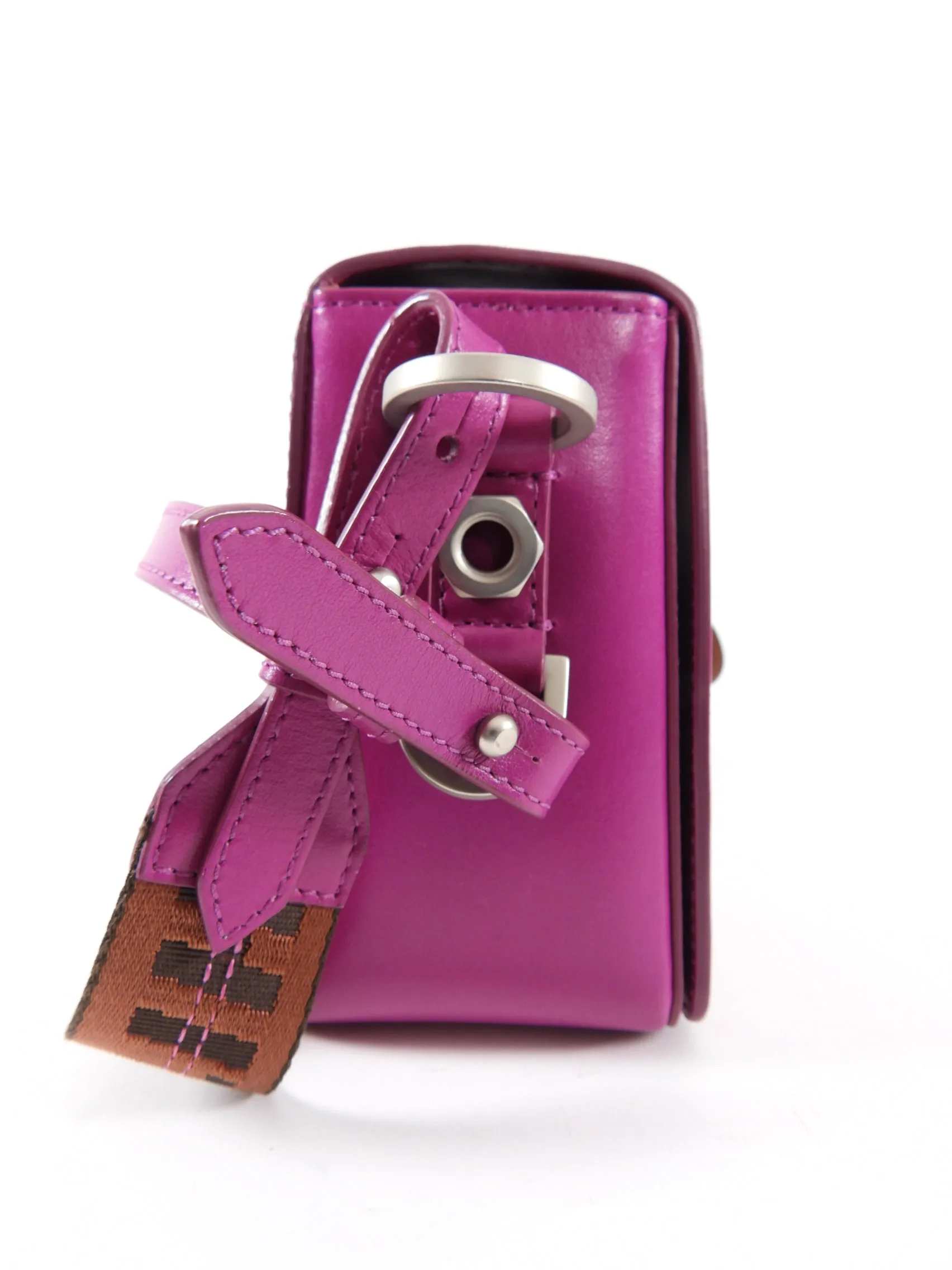 Off White Fuchsia Pink Leather New Flap Bag
