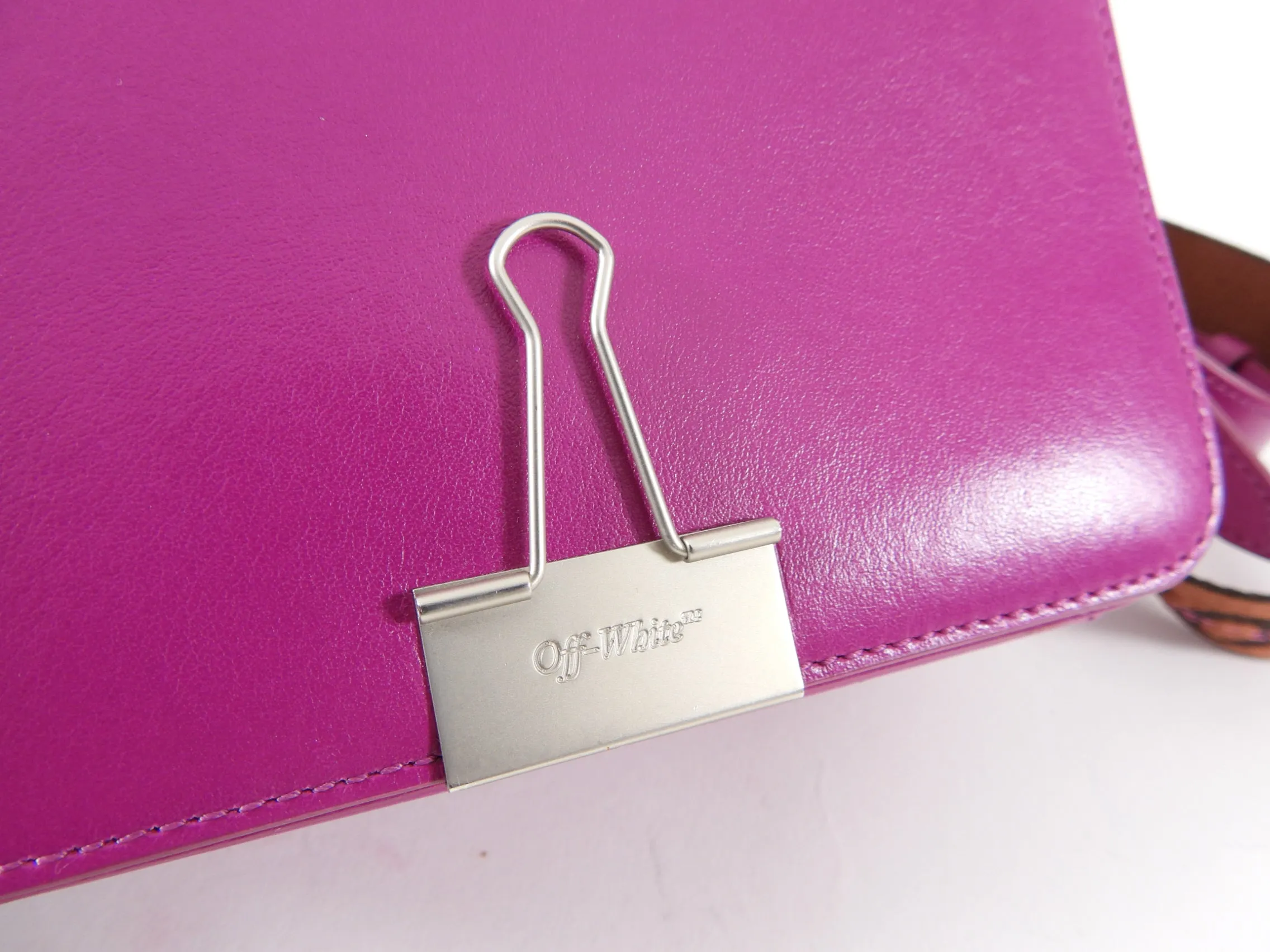 Off White Fuchsia Pink Leather New Flap Bag