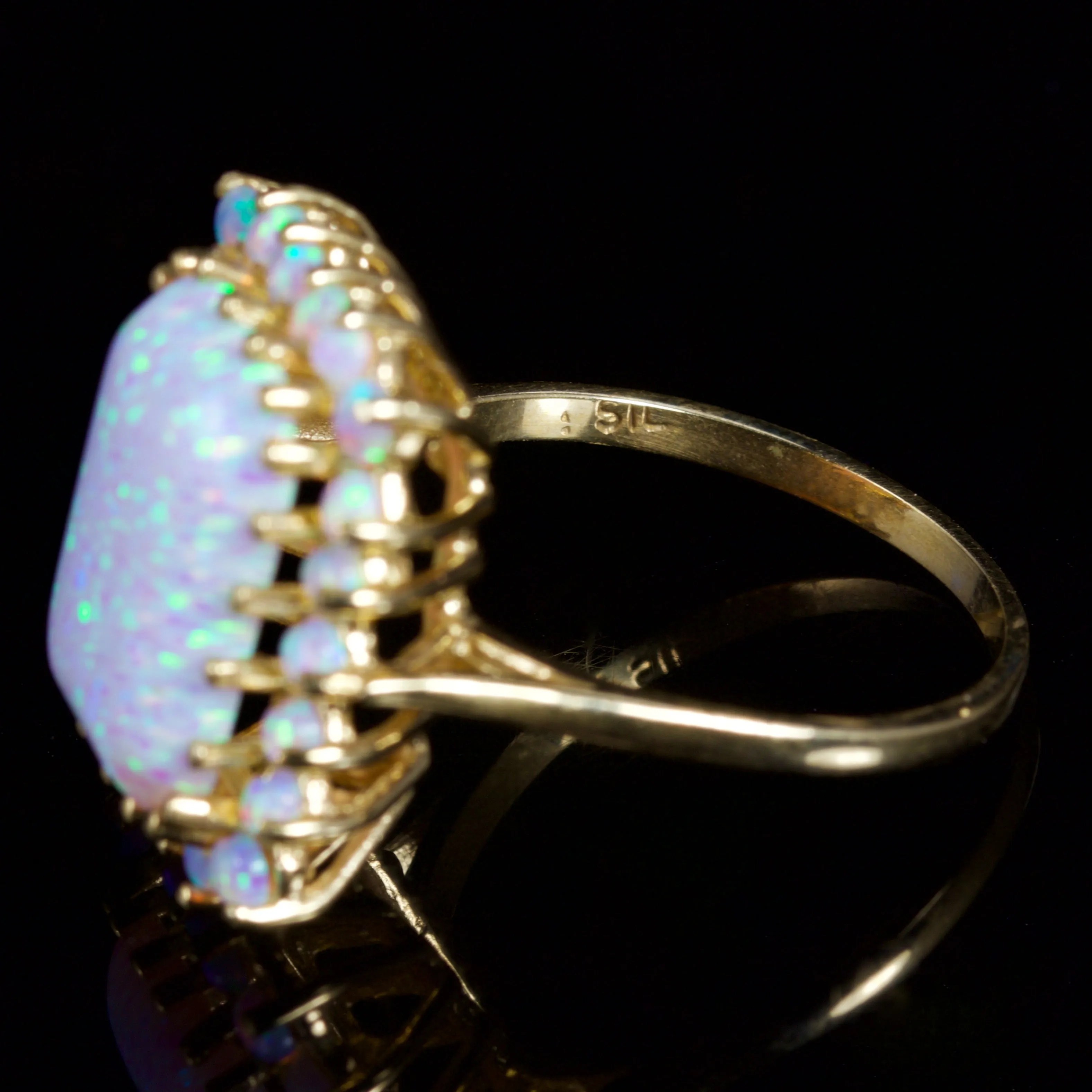 Opal Ring Large 18Ct Gold On Silver