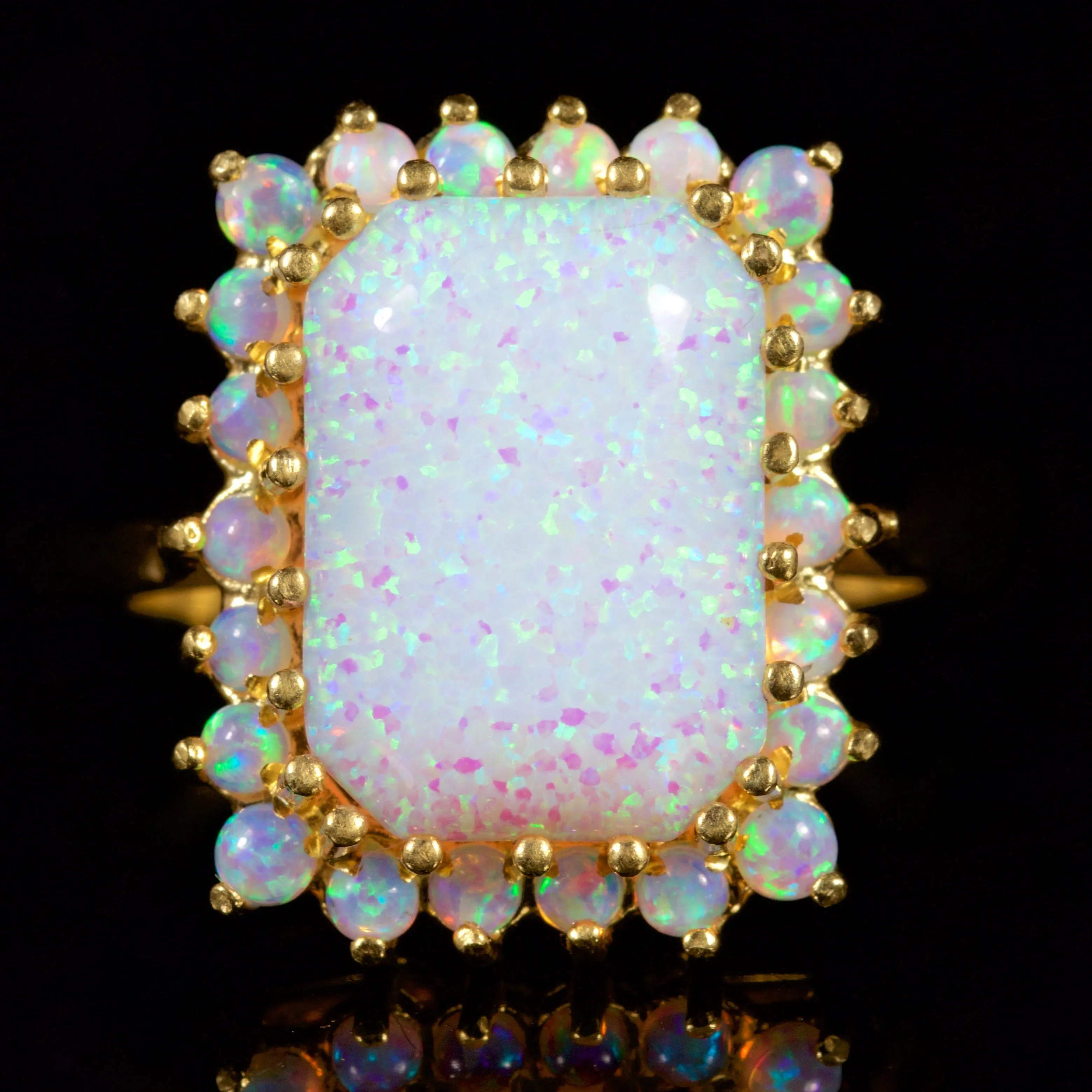 Opal Ring Large 18Ct Gold On Silver