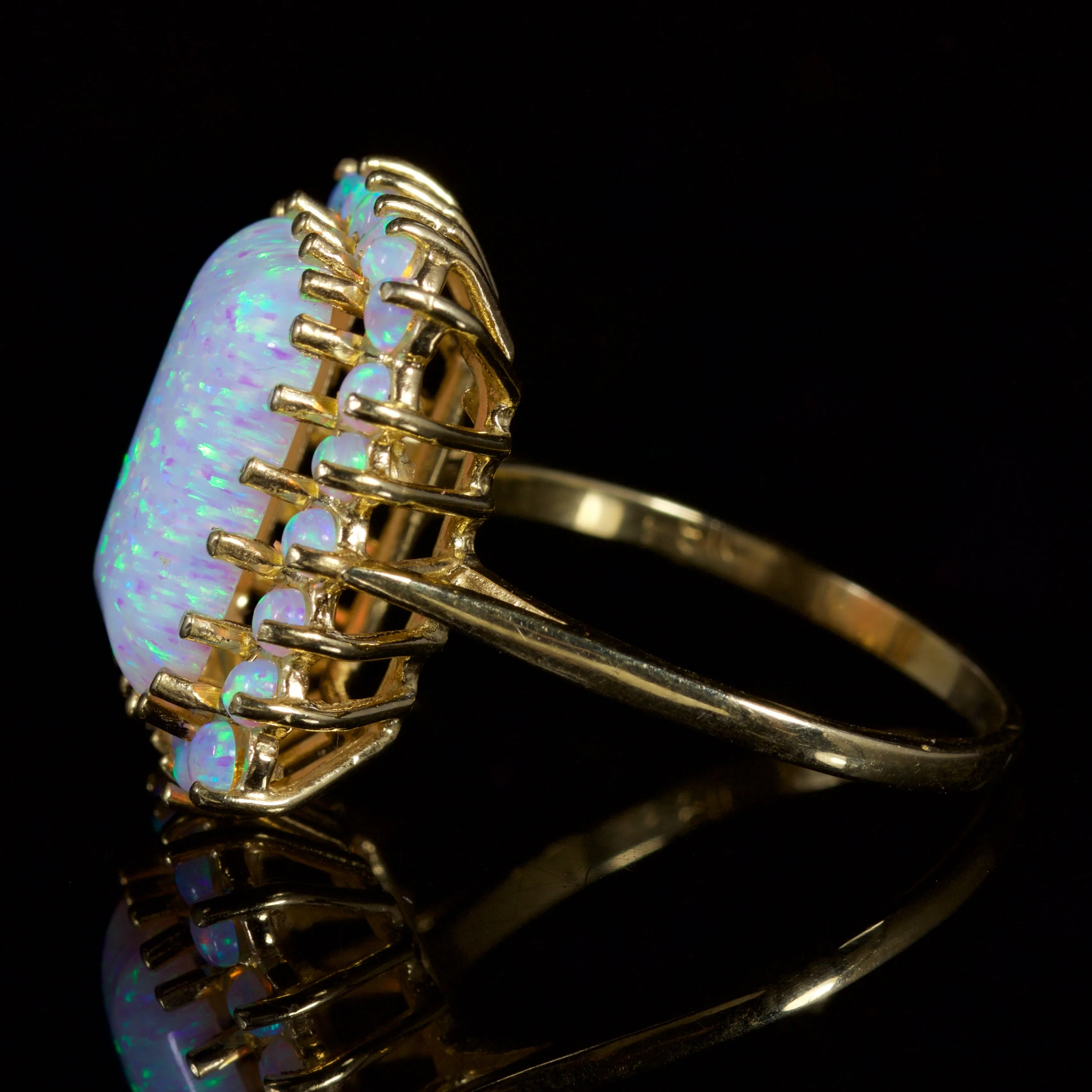 Opal Ring Large 18Ct Gold On Silver
