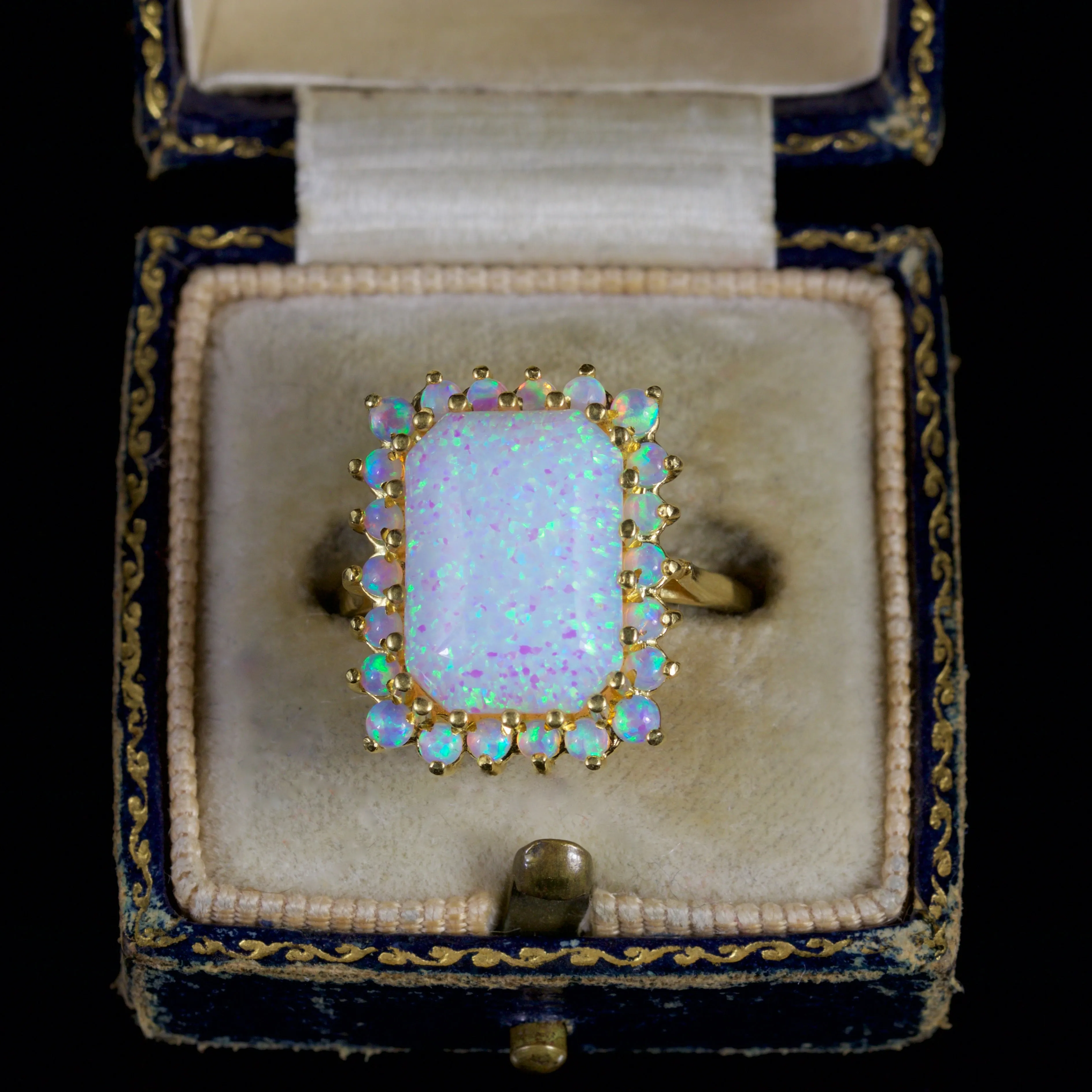 Opal Ring Large 18Ct Gold On Silver