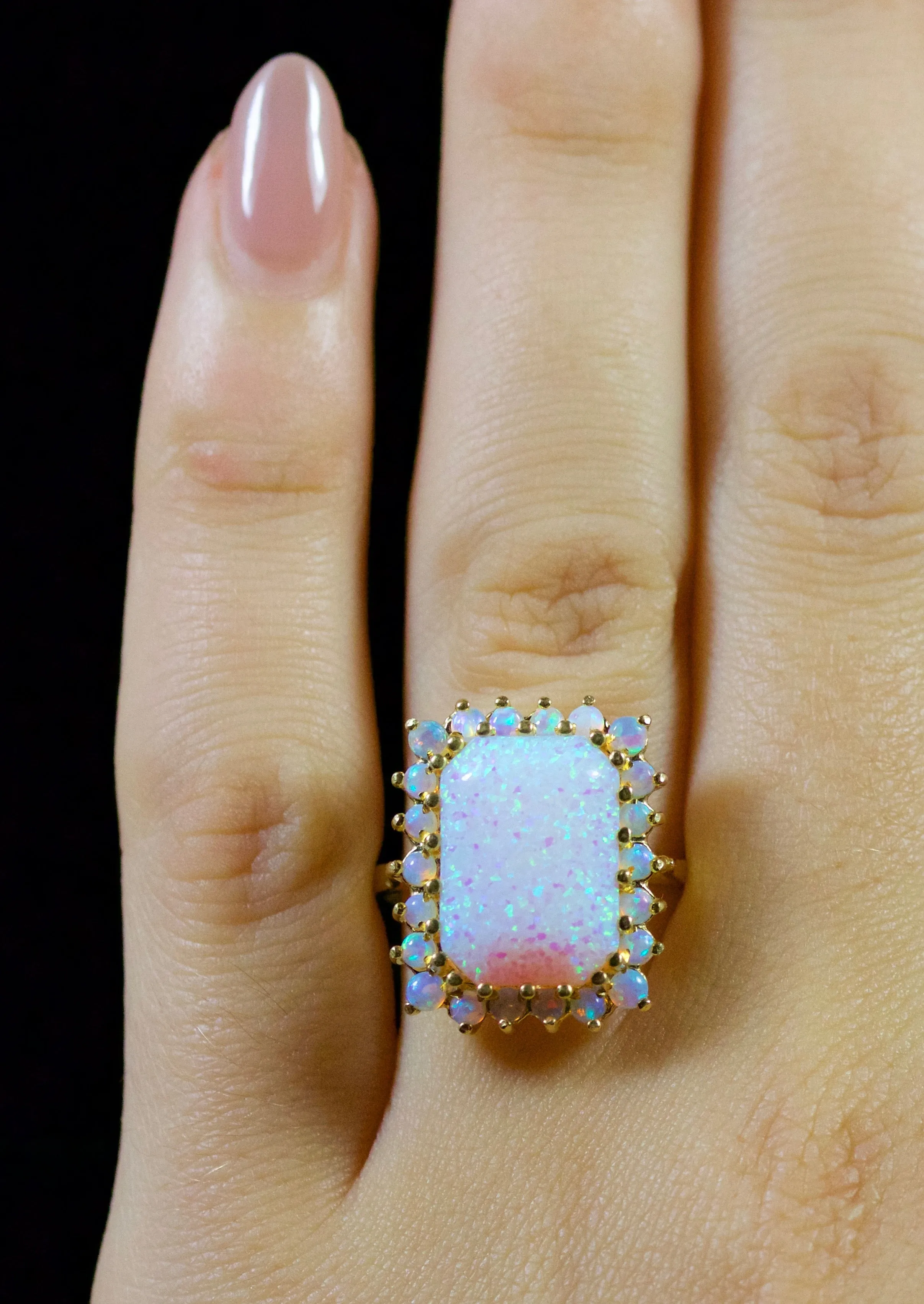 Opal Ring Large 18Ct Gold On Silver