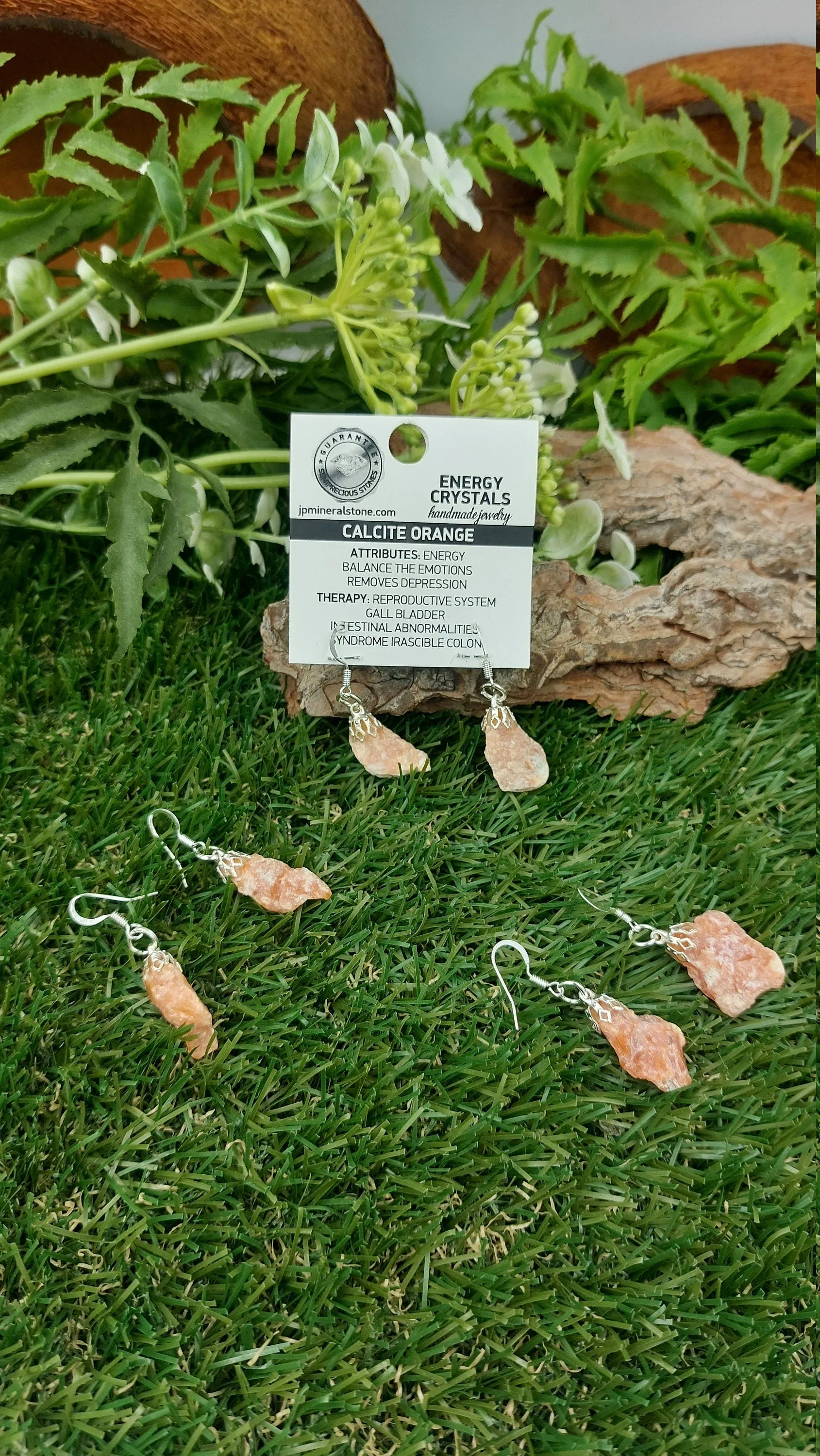 Orange Calcite Earrings Crystal - Rare Piece - Gift Ideas