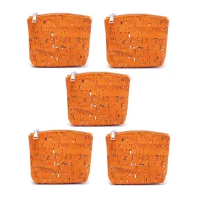 Orange Speckled Cork Zipper Coin Purse