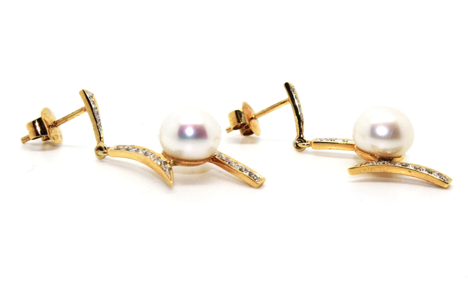 Pearl And Diamond Cross Earring Ad No. 094