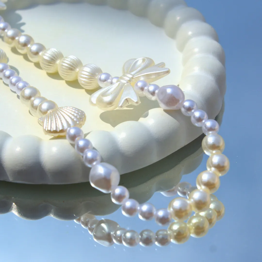 Pearl Bow Korean White Phone Charm