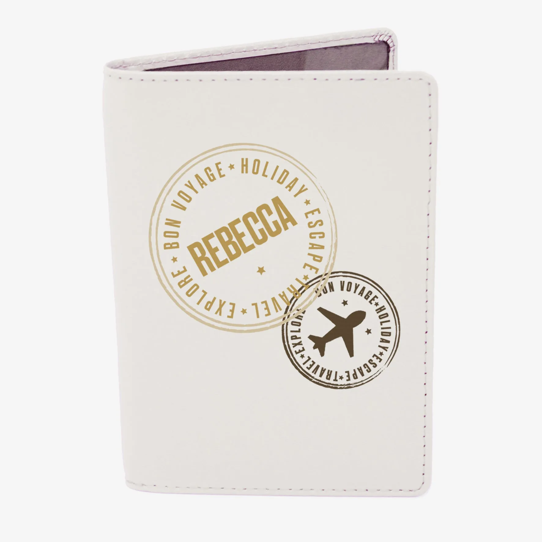 Personalised Stamped Cream Passport Holder