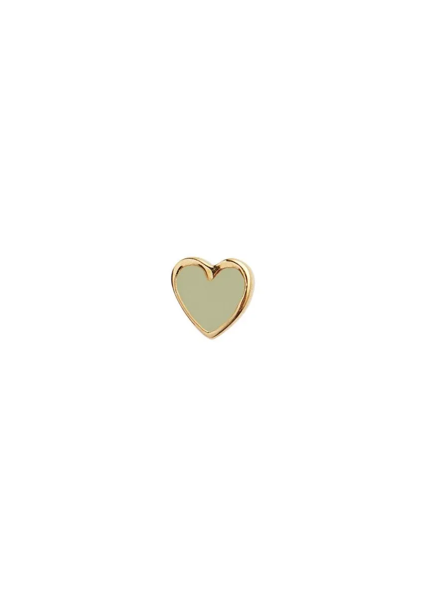 Petit Love Heart Olive Green E - Gold