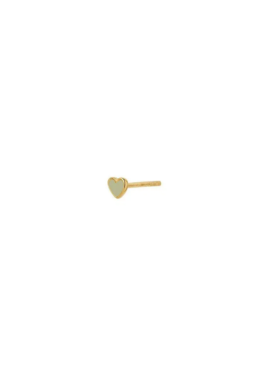 Petit Love Heart Olive Green E - Gold
