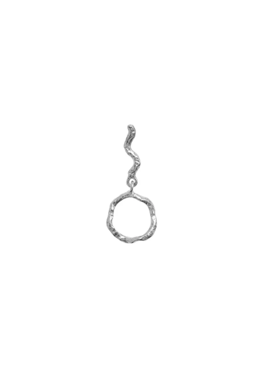 Petit Wavy Dangling Circle Earring Silver - Silver