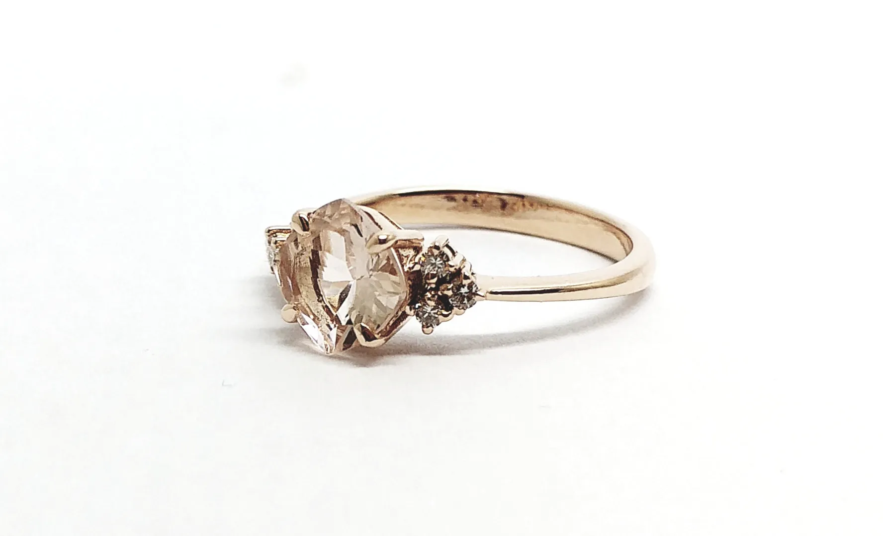 Petite Morganite Stacking Diamond Ring in 14k White Gold