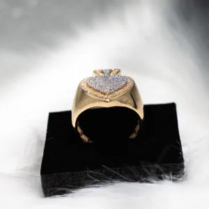 Poker Ring 10K Yellow Gold With Diamonds 0,66ct  / 8gr / Size 10
