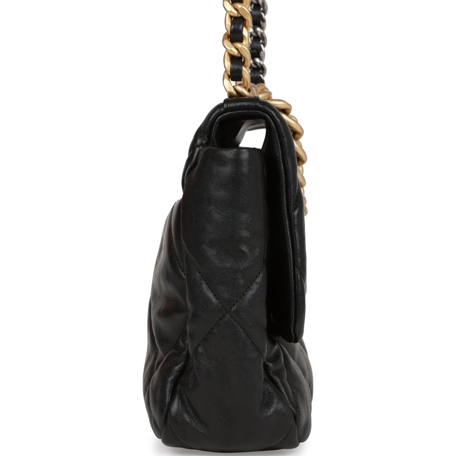 Pre-owned Chanel Large 19 Flap Bag Black Lambskin Mixed Hardware