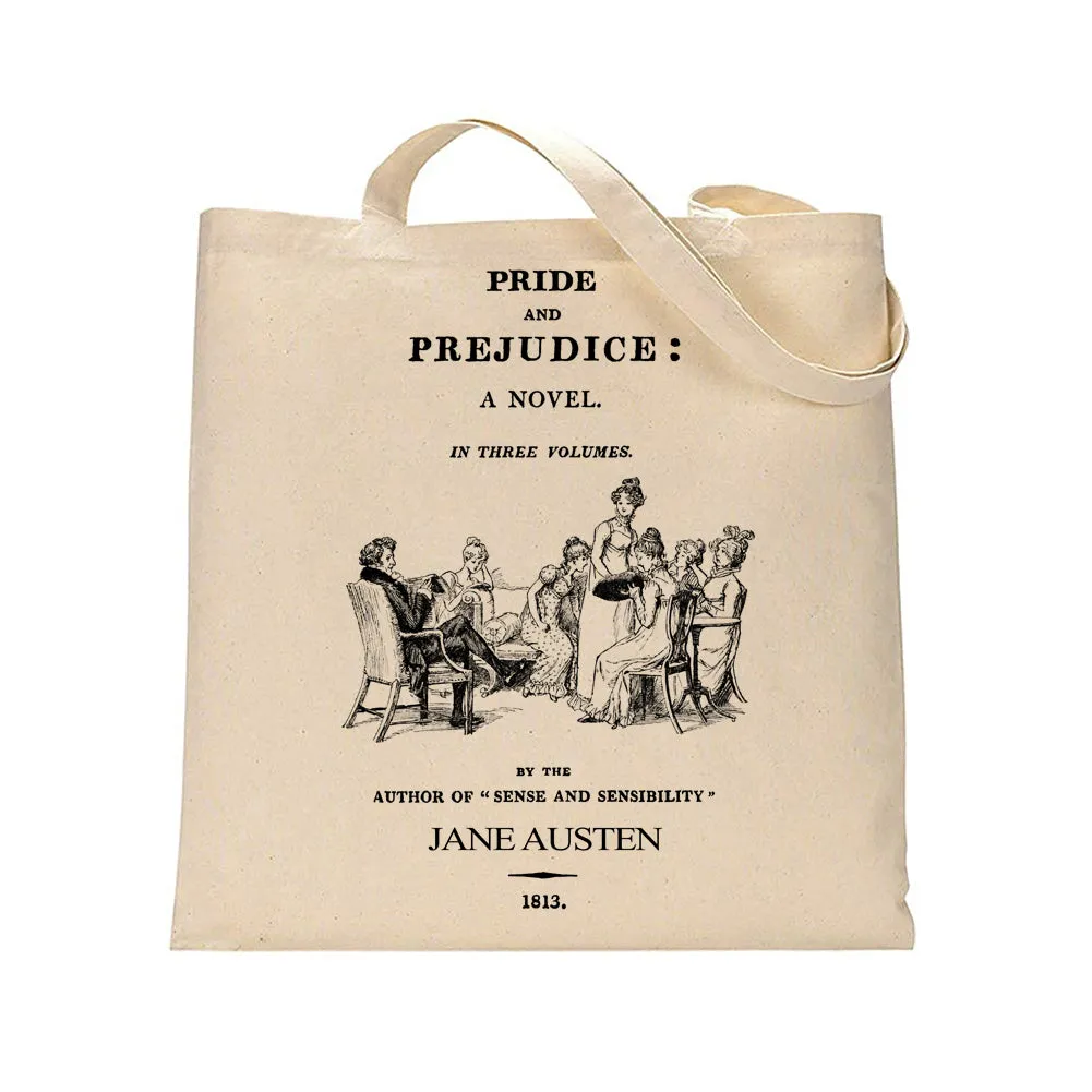 Pride and Prejudice by Jane Austen tote bag. 14x15". Handbag with Pride and Prejudice book design. Book Bag. Library bag. Jane Austen Gift