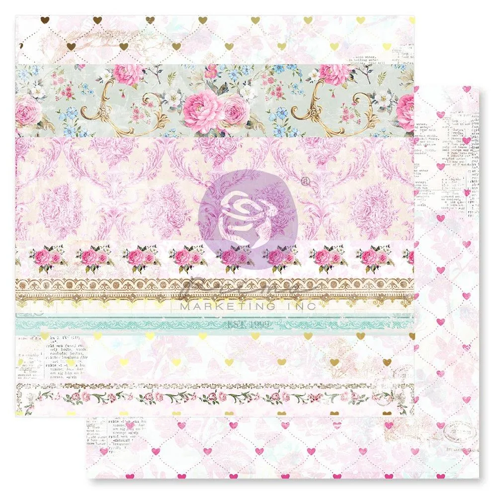 Prima Marketing Avec Amour Double-Sided Cardstock 12"X12" - Together Forever, W/Foil Details*