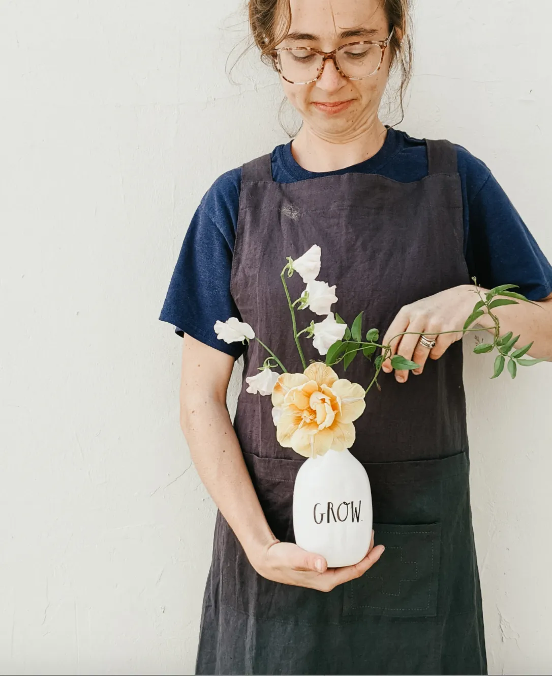 Rae Dunn Stem Print "Grow" Vase