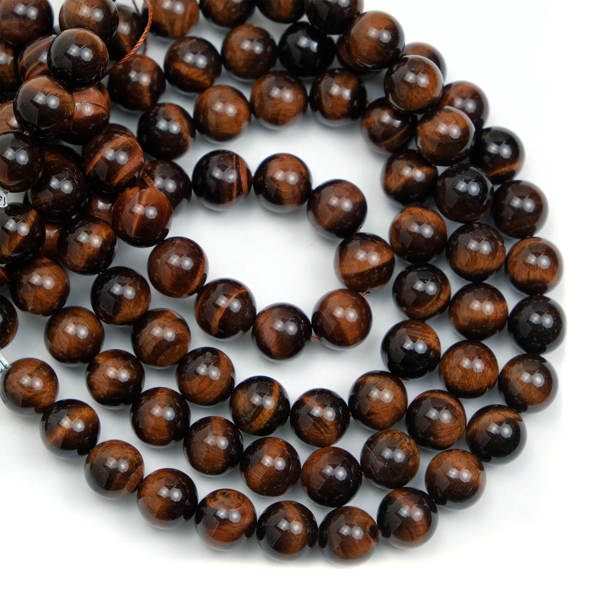 Red Tiger's Eye 12mm Smooth Rounds