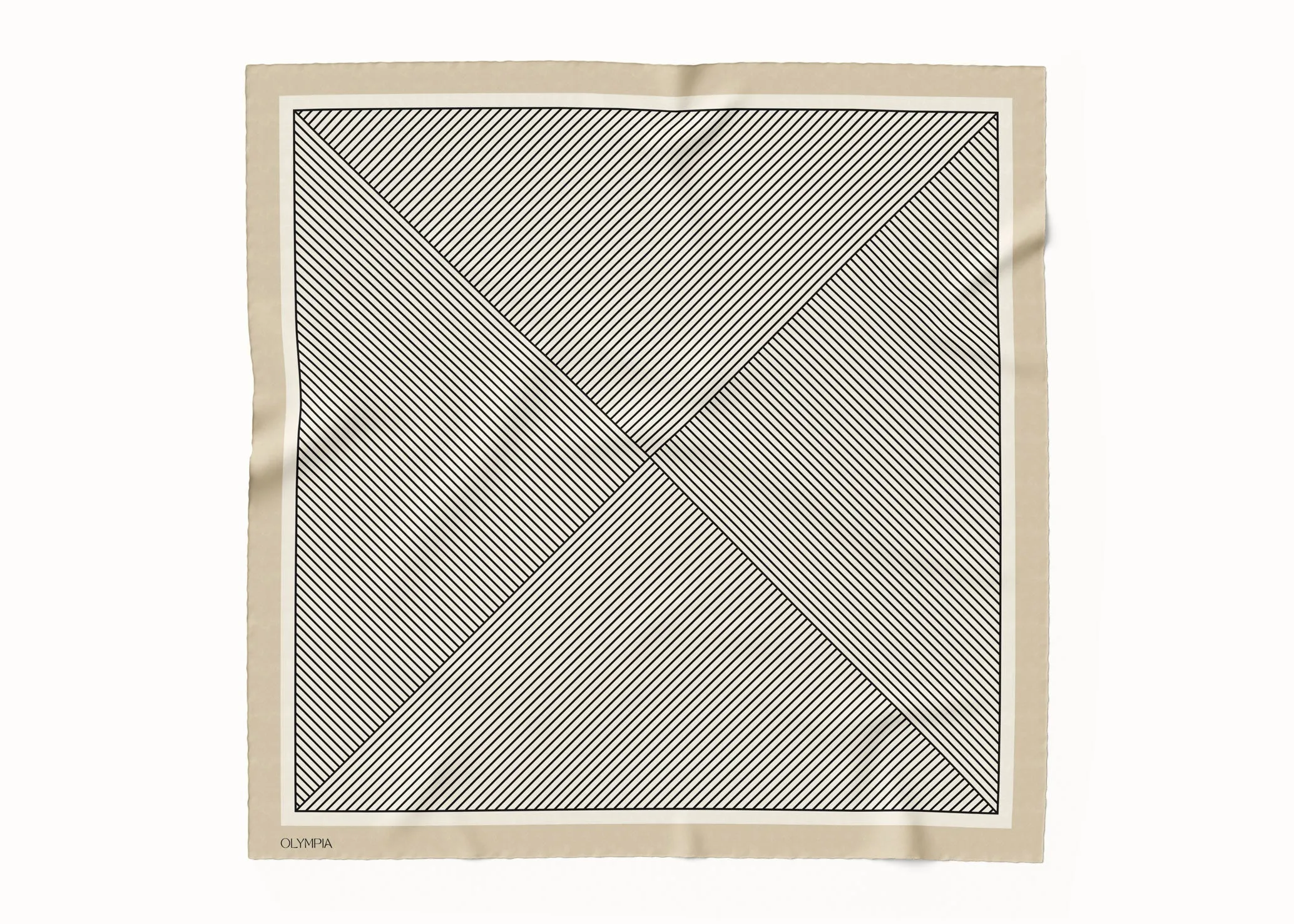 Rhea Oat/Ricecake/Ebony Silk Scarf - 89x89cm - Imperfect