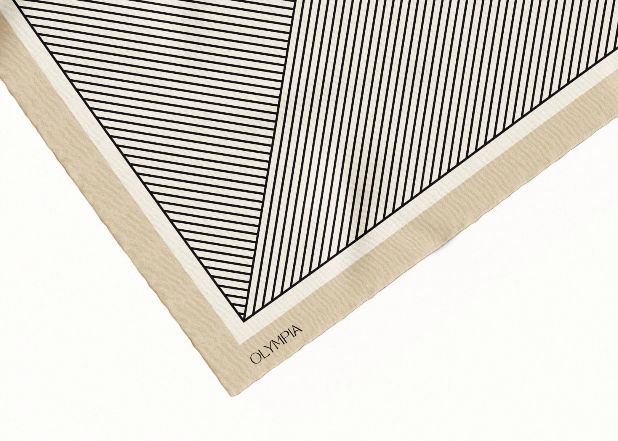 Rhea Oat/Ricecake/Ebony Silk Scarf - 89x89cm - Imperfect