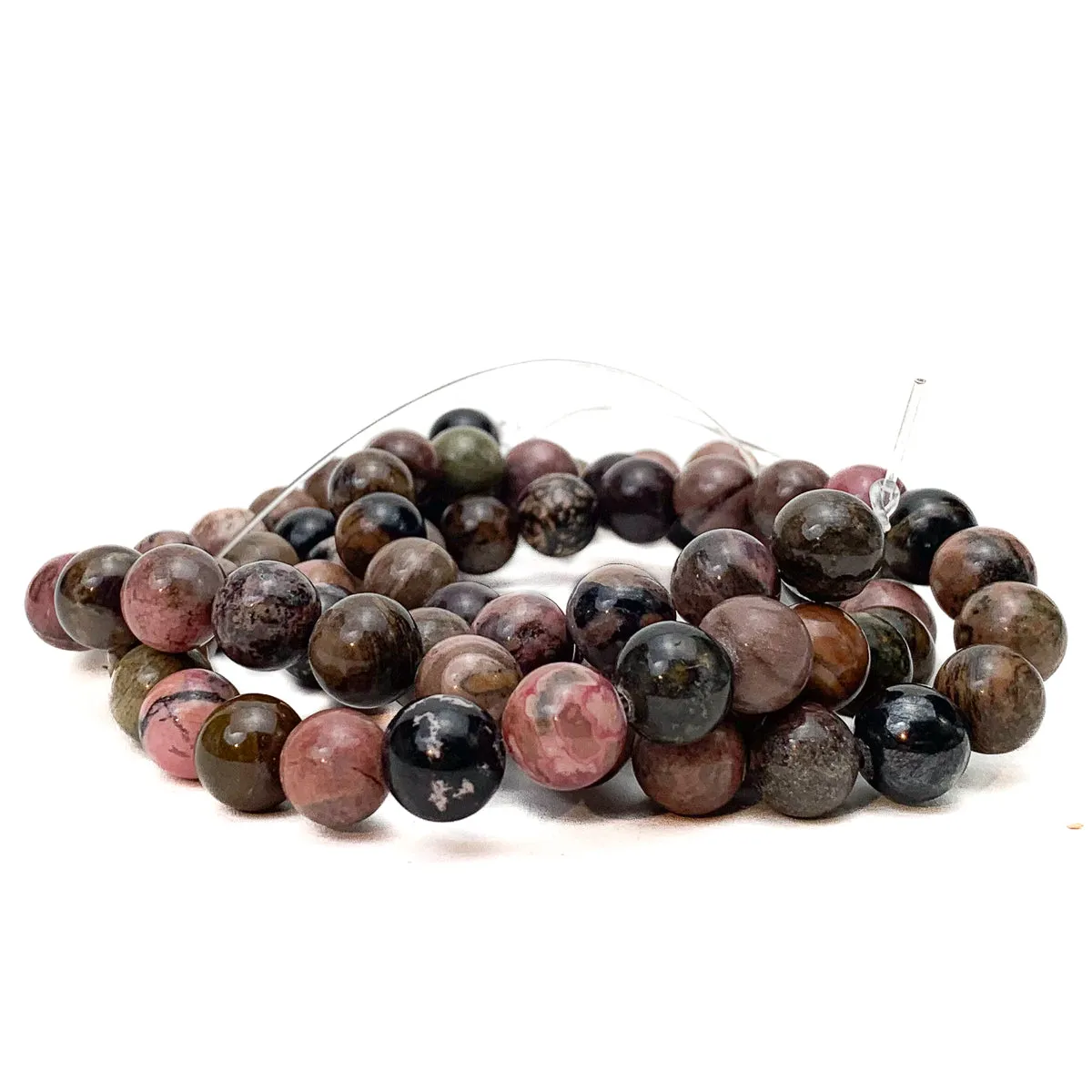 Rhodonite 10mm Smooth Rounds Bead Strand
