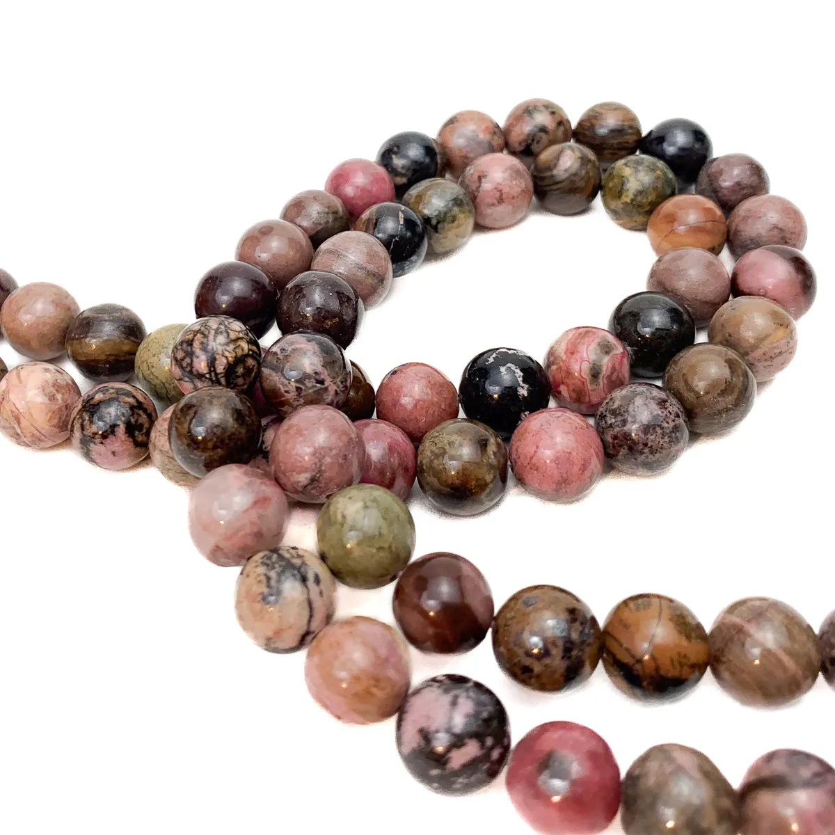 Rhodonite 10mm Smooth Rounds Bead Strand