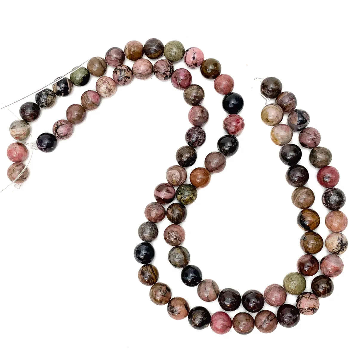 Rhodonite 10mm Smooth Rounds Bead Strand