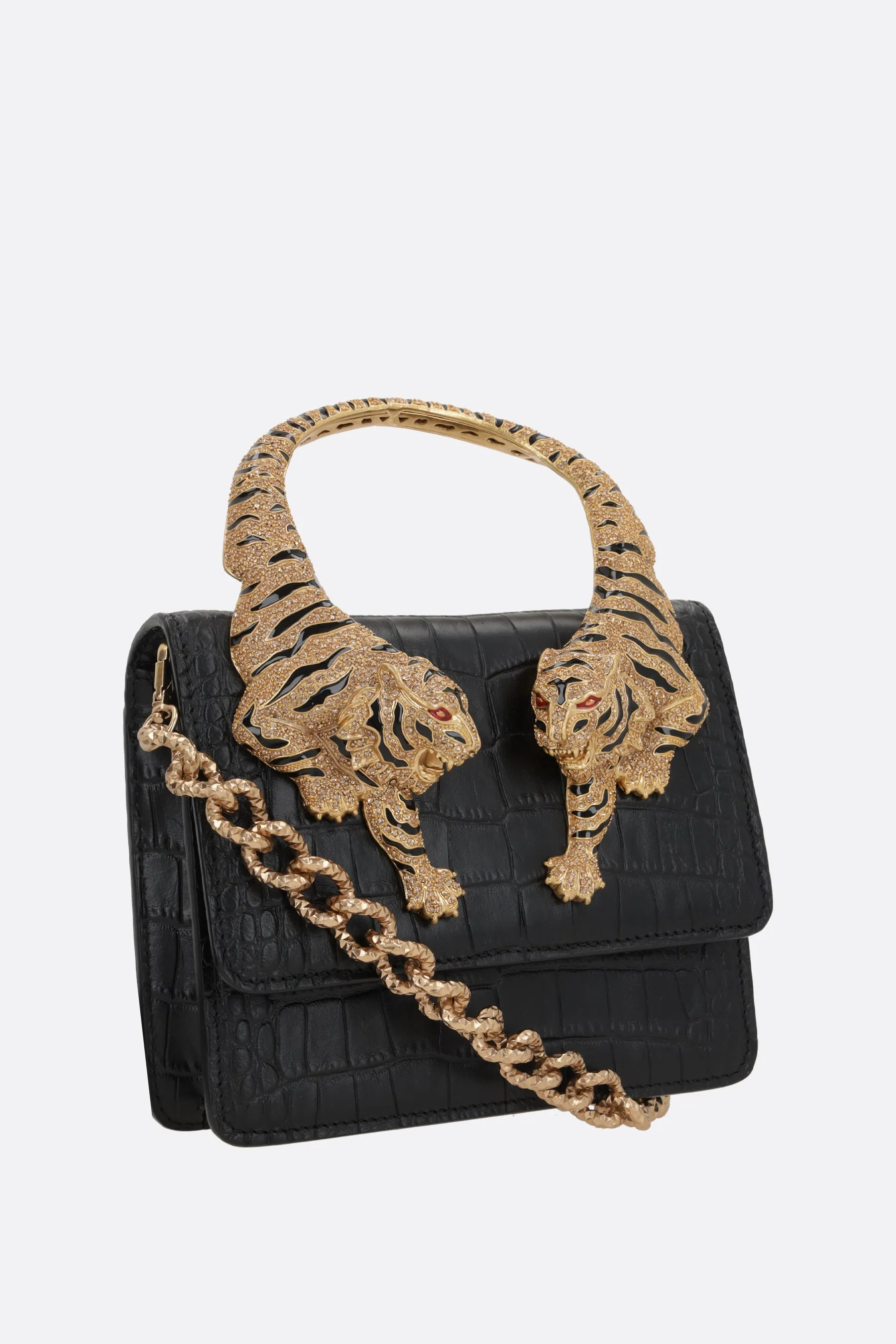 Roar Crocodile-Embossed Leather Handbag
