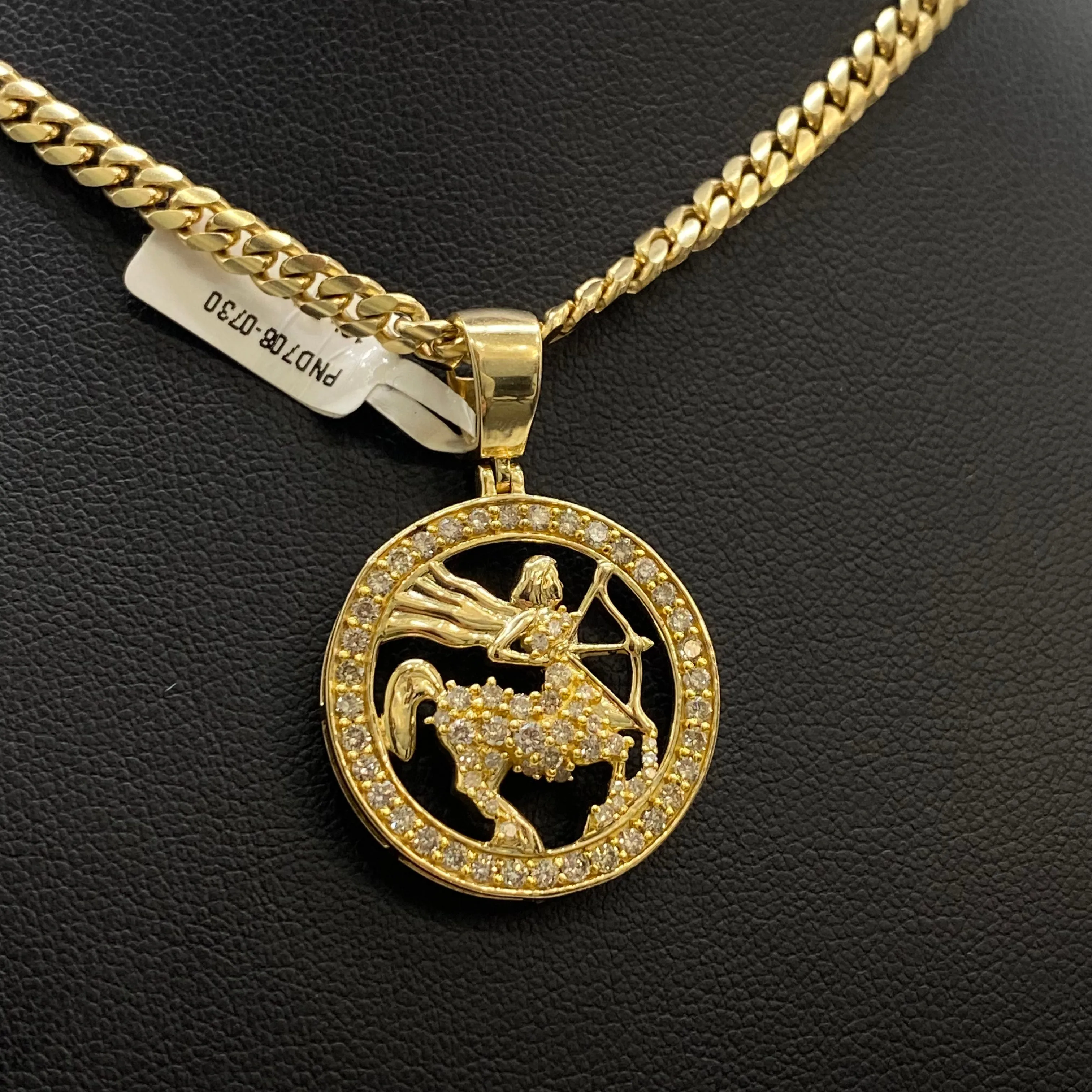 Sagittarius Sign Pendant 10K Yellow Gold With Diamond / 1.57Ct Dia/ 5.5gr