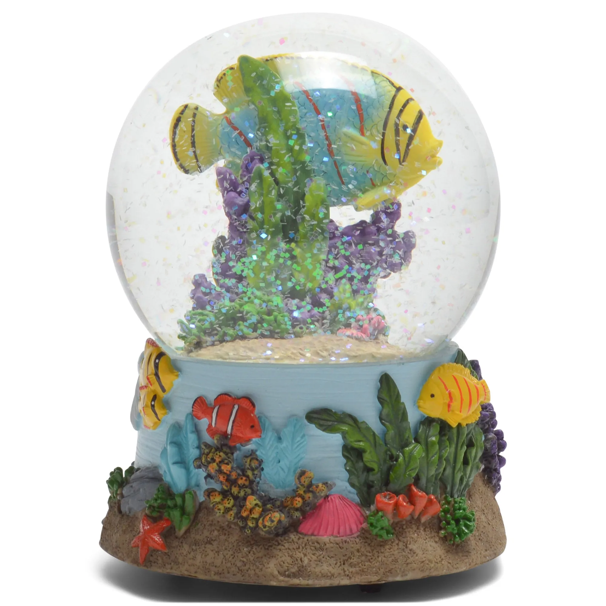Sandbar Tropical Fish 100MM Snow Globe Plays Tune By the Beautiful Sea
