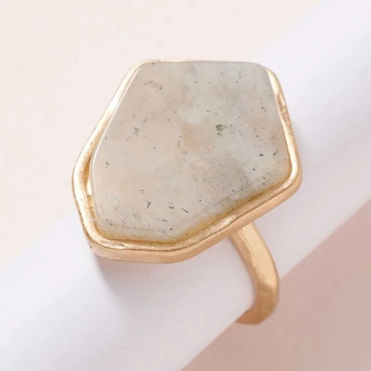 Semi Precious Stone Charm Open Ring