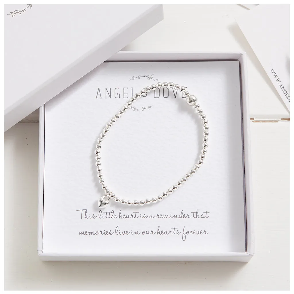 Silver Heart 'Memories' Bracelet Sympathy Gift with Bag & Card