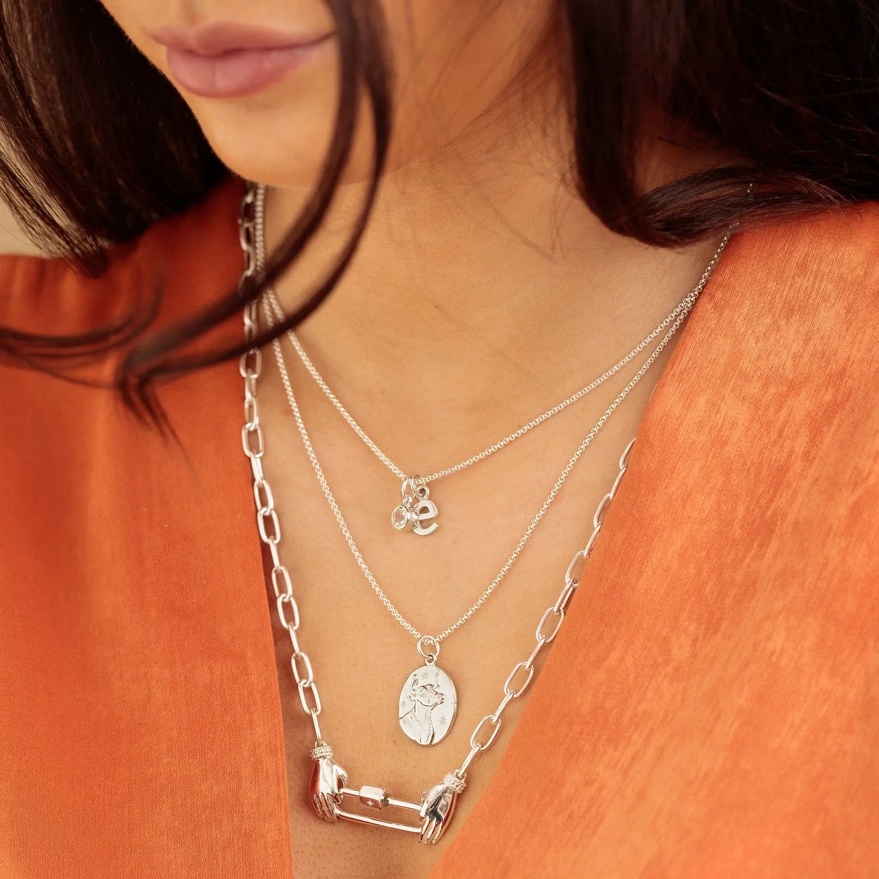 Silver Precious Hands Necklace