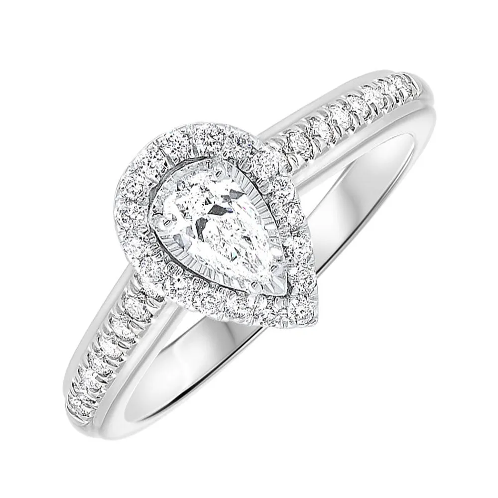 Silver (SLV 995) Cubic Zirconia Basics Halo Ring - 4/7 ctw
