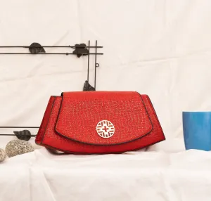 Snakeskin Pattern Flap Baguette Bag