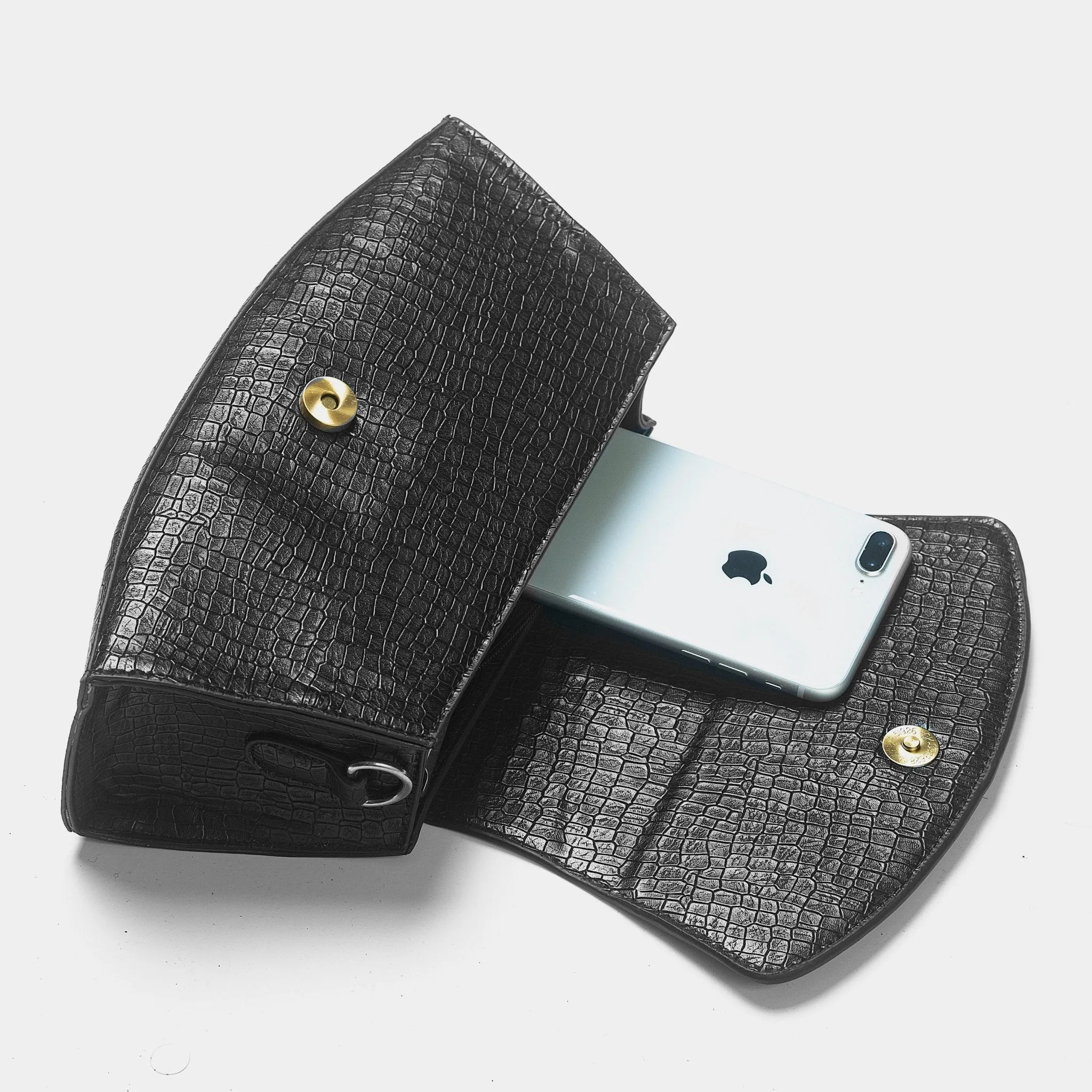 Snakeskin Pattern Flap Baguette Bag