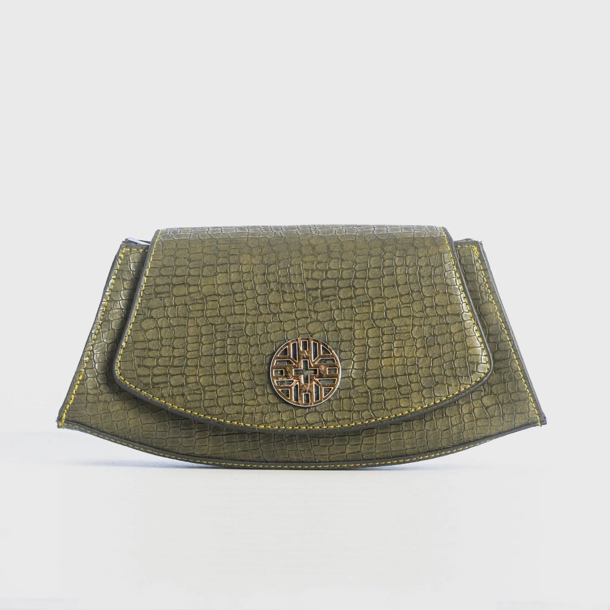Snakeskin Pattern Flap Baguette Bag