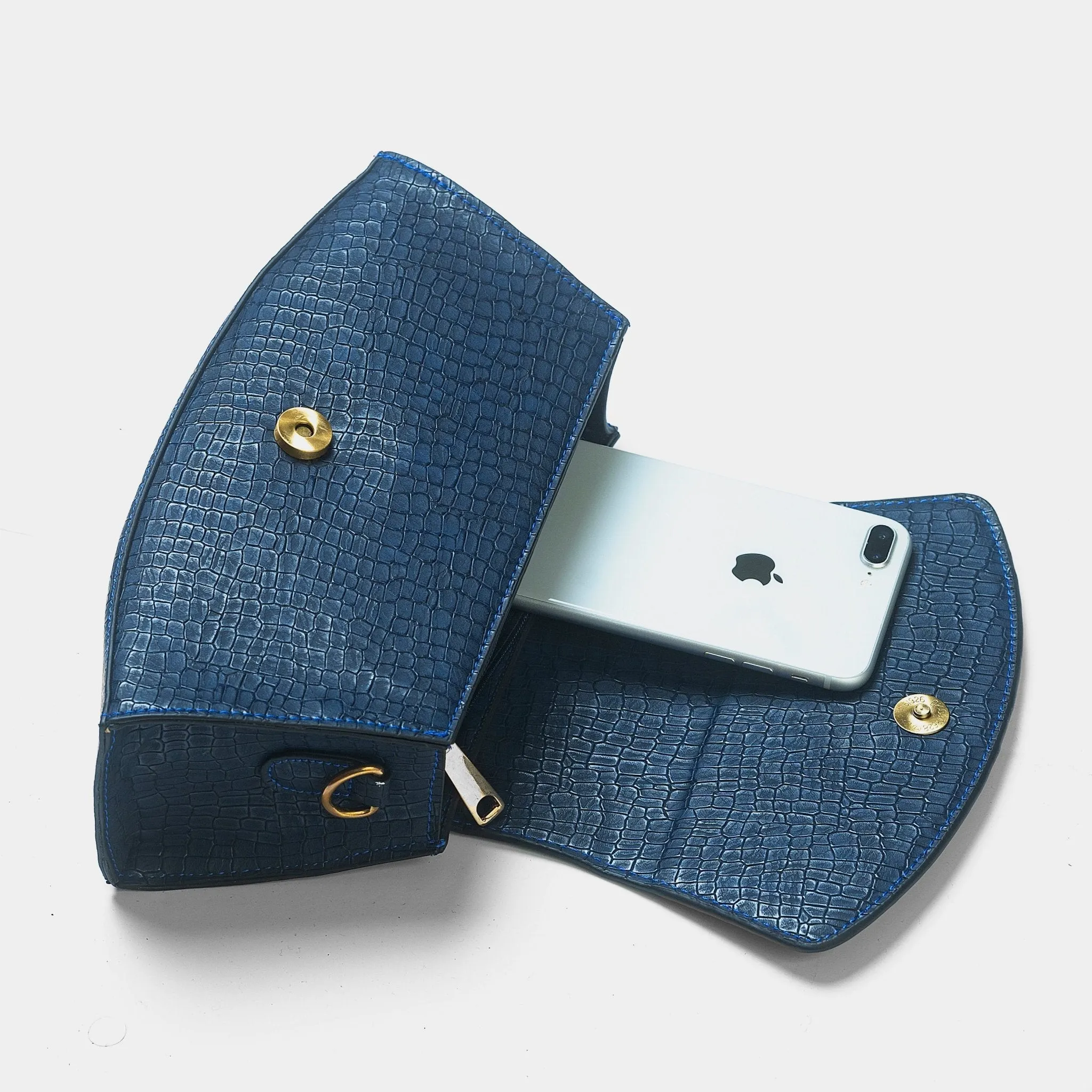 Snakeskin Pattern Flap Baguette Bag