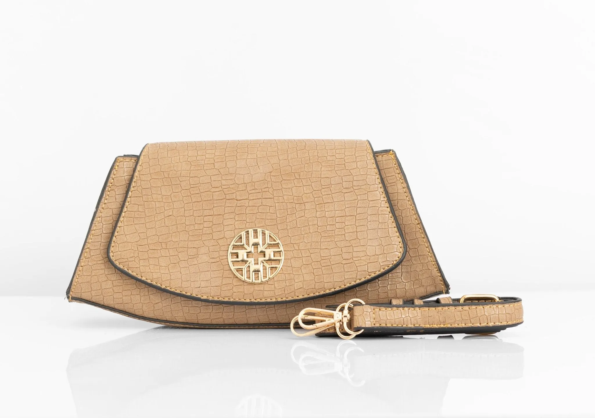 Snakeskin Pattern Flap Baguette Bag