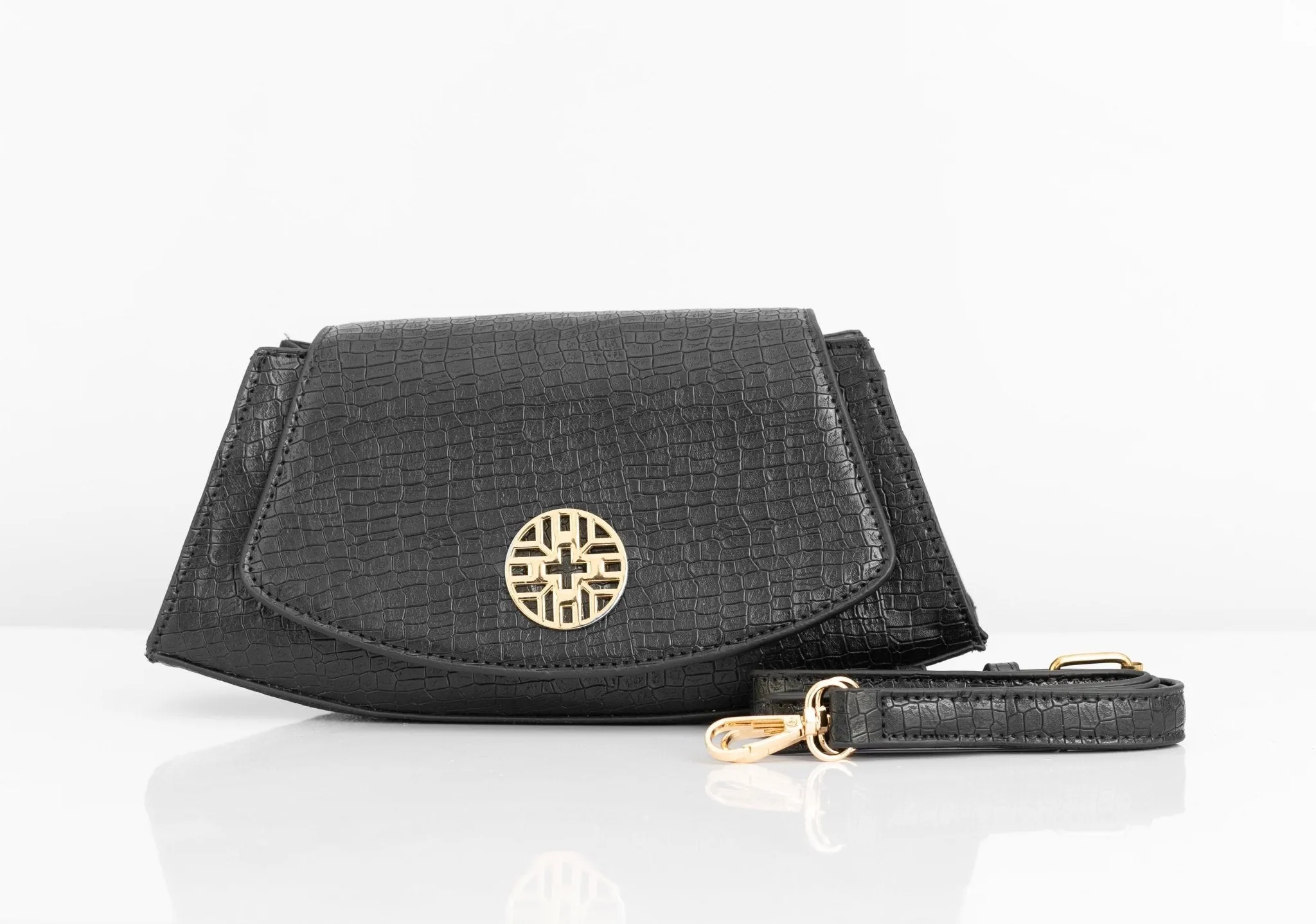 Snakeskin Pattern Flap Baguette Bag