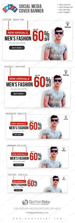 Social Media Cover Banner - Men's clothing for website marketing