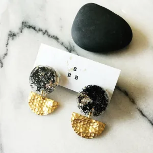 Soft Pop Earrings: Black   Gold Confetti