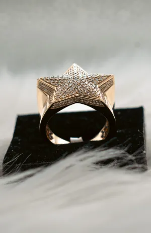 Star Ring 14K Yellow Gold With Diamond 2,03ct / 11.8gr / Size 10