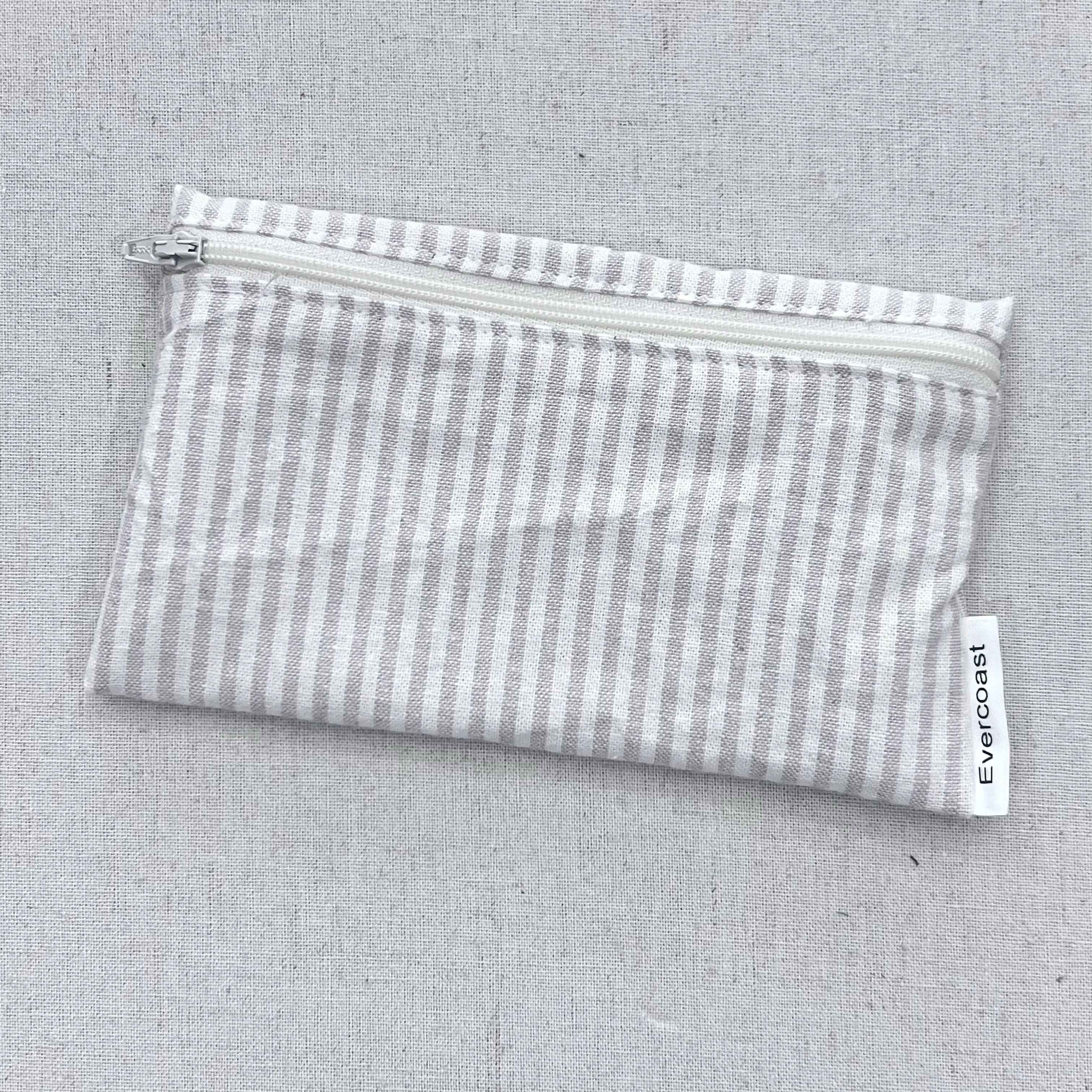 Striped Cream Linen Reusable Snack Bag