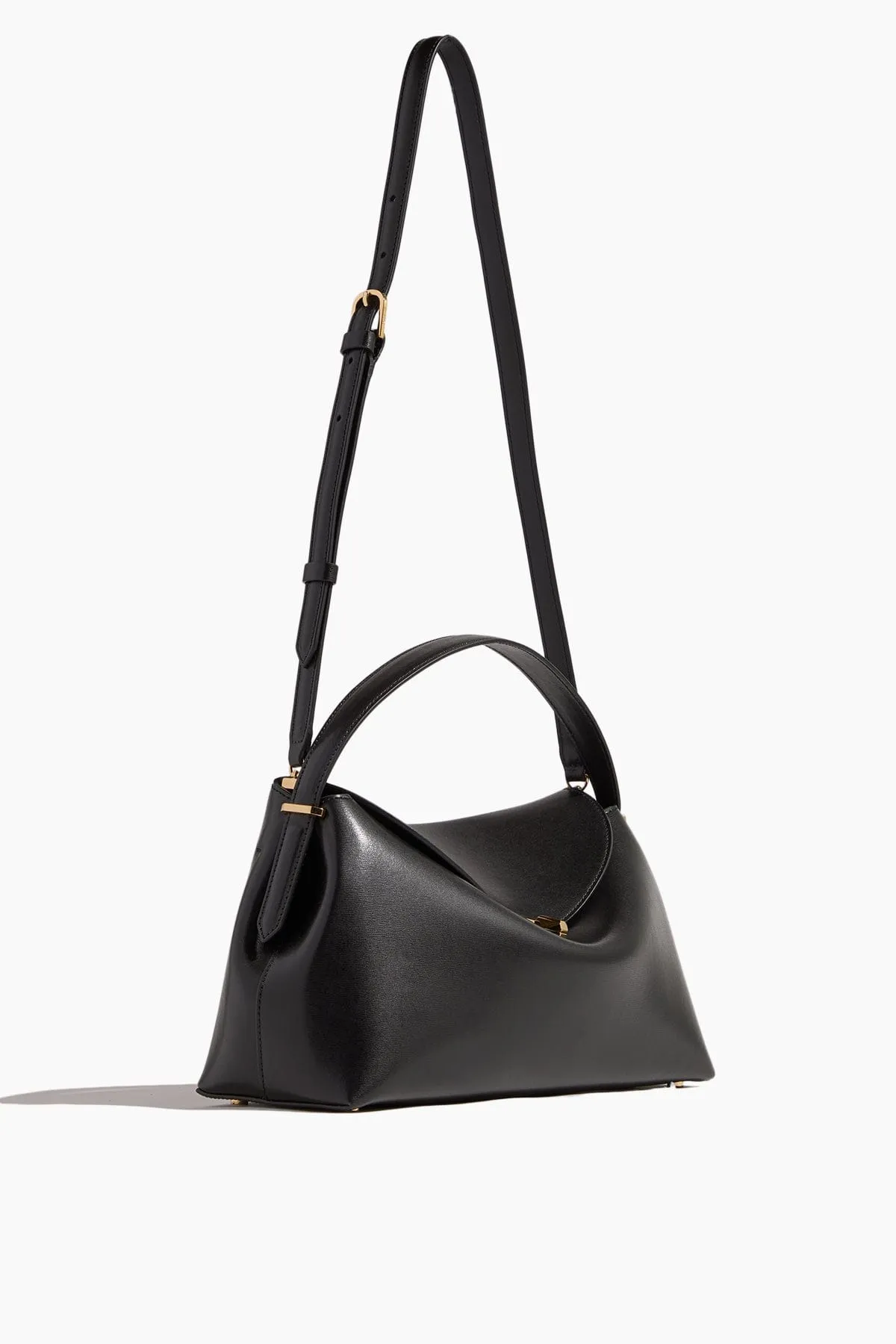 T-Lock Leather Top Handle in Black