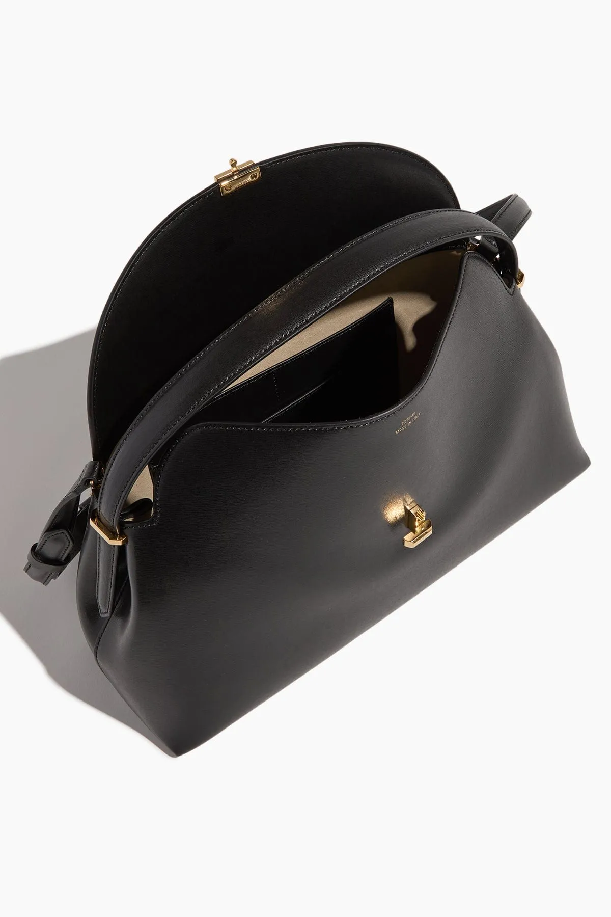 T-Lock Leather Top Handle in Black