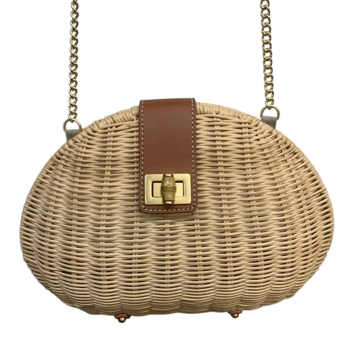 Talbots Wicker and Leather Clutch Crossbody  like New