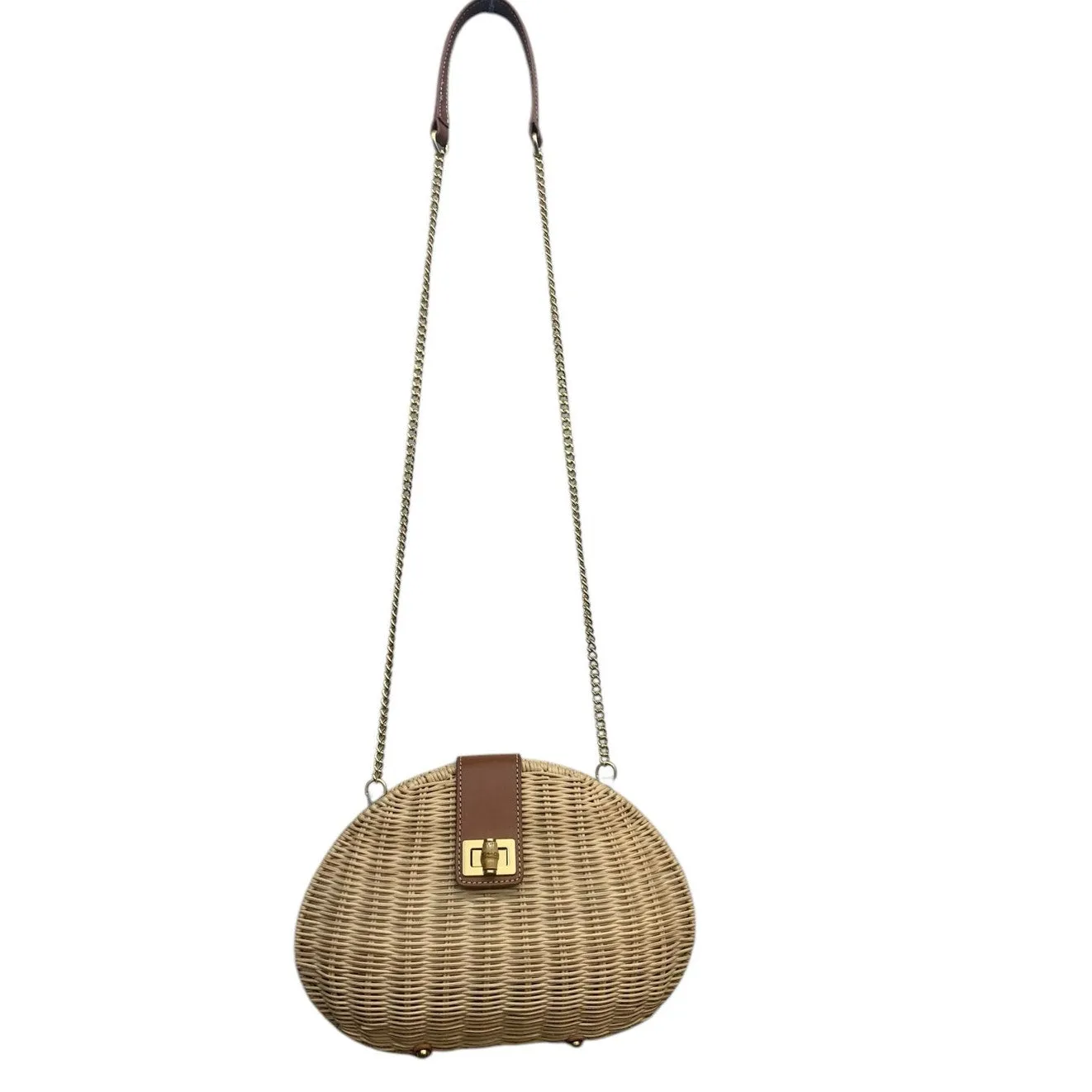 Talbots Wicker and Leather Clutch Crossbody  like New