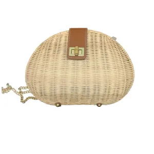 Talbots Wicker and Leather Clutch Crossbody  like New