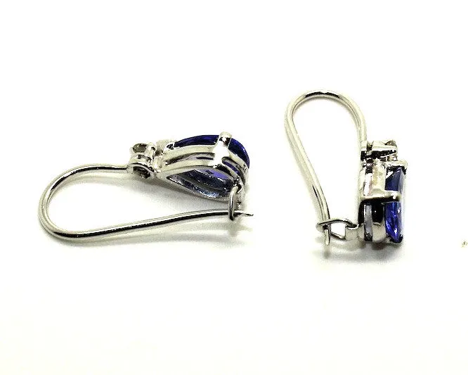 Tanzanite & Diamond Euro Wire Drop Earrings